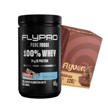 Whey Pure Force + Caixa Saborizante FLYVOR Sabor Chocolate Belga