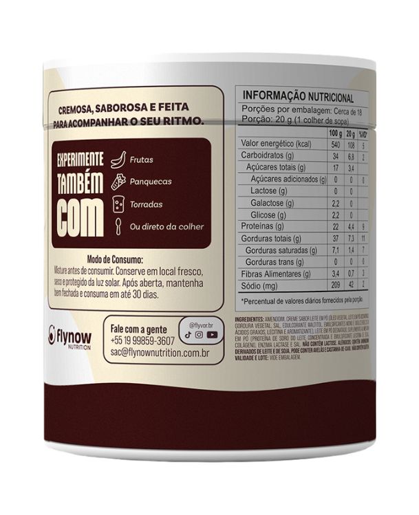 Pasta de Amendoim FlyvorNut Sabor Leite em pó 350g