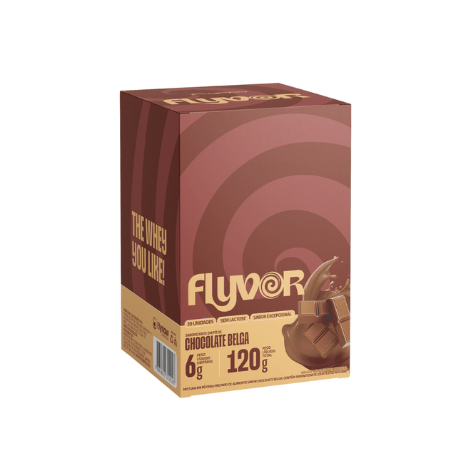 Caixa de Flyvor Sabor Chocolate Belga Embalagem com 20 Sticks (Doses)