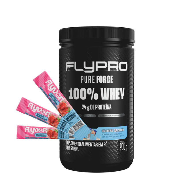 Whey Pure Force + Caixa Saborizante Flyvor Sabor Misto