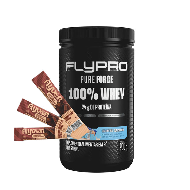 Whey Pure Force + Caixa Saborizante Flyvor Sabor Misto