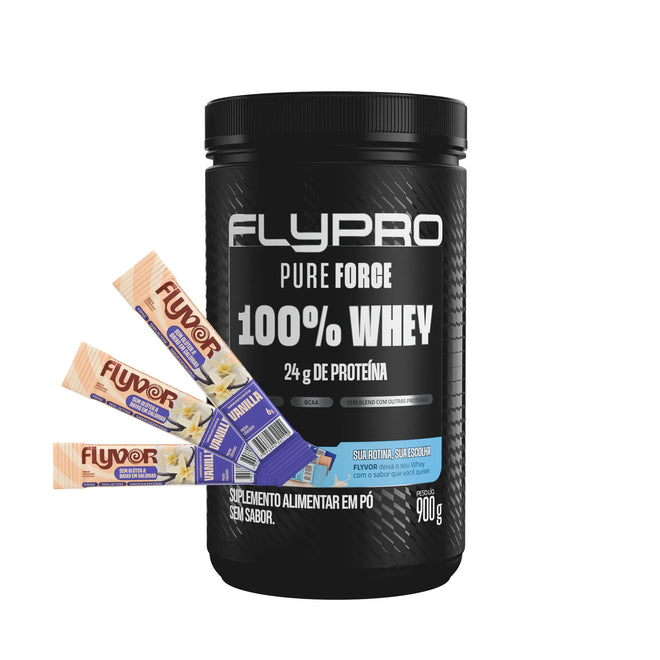 Whey Pure Force + Caixa Saborizante Flyvor Sabor Misto